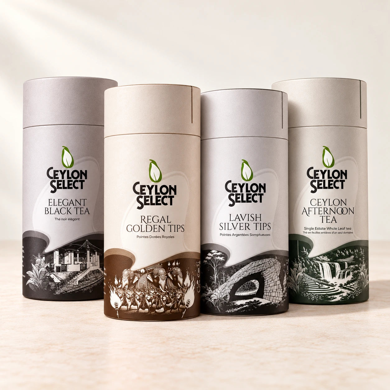 Tea Connoisseur Gift Set — studio visualisation of the included tea canisters